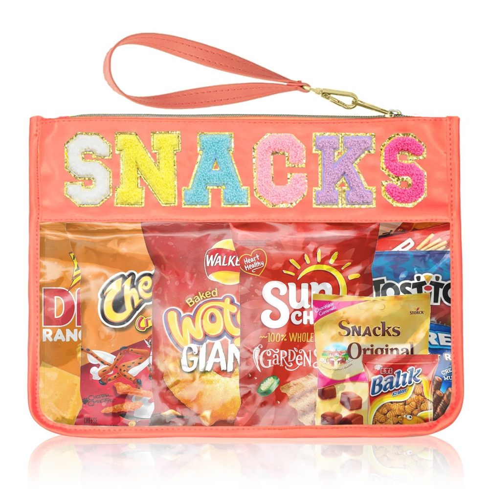 Snack Bags Clear Pouch Travel Makeup Bag Chenille Letter Bags For Zipper Pouch🥰